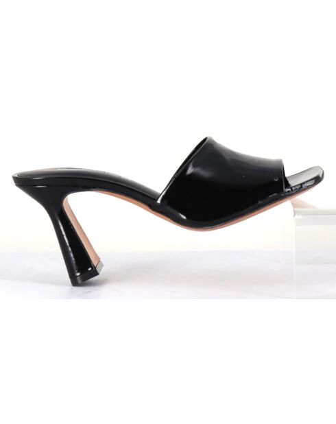 Mules en Cuir verni Narow noires - Talon 9 cm
