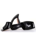 Mules en Cuir verni Narow noires - Talon 9 cm