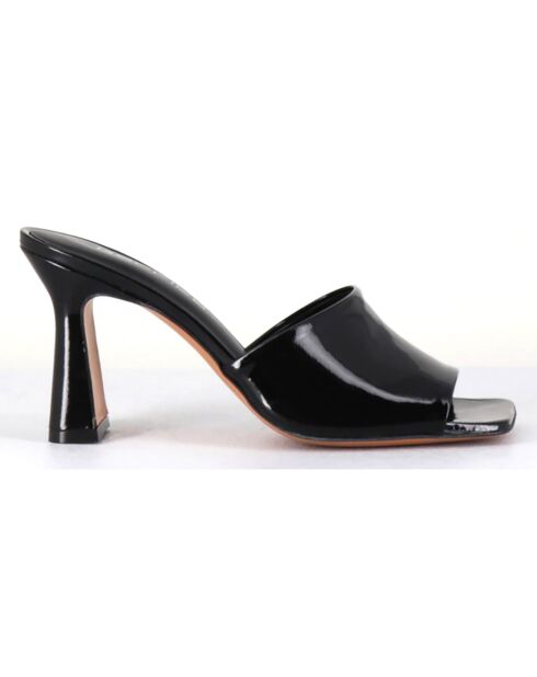 Mules en Cuir verni Narow noires - Talon 9 cm