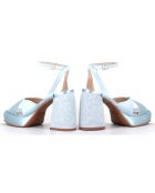 Sandales en Satin Tera bleues - Talon 10 cm