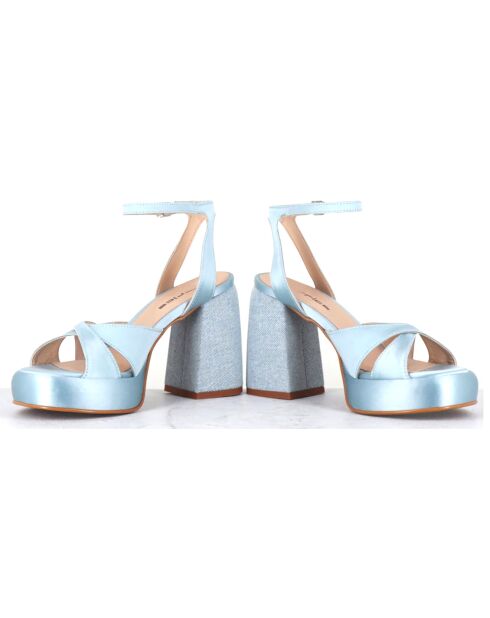 Sandales en Satin Tera bleues - Talon 10 cm