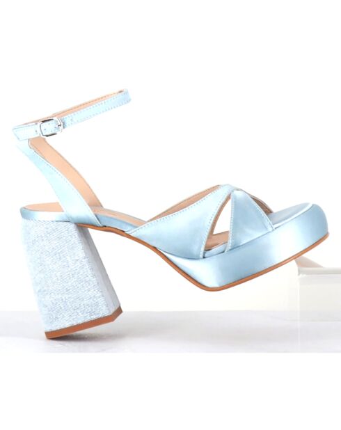 Sandales en Satin Tera bleues - Talon 10 cm
