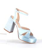 Sandales en Satin Tera bleues - Talon 10 cm