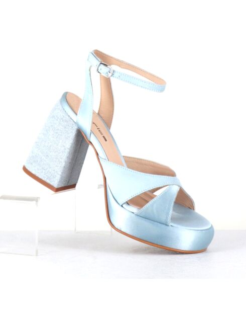 Sandales en Satin Tera bleues - Talon 10 cm