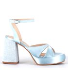 Sandales en Satin Tera bleues - Talon 10 cm