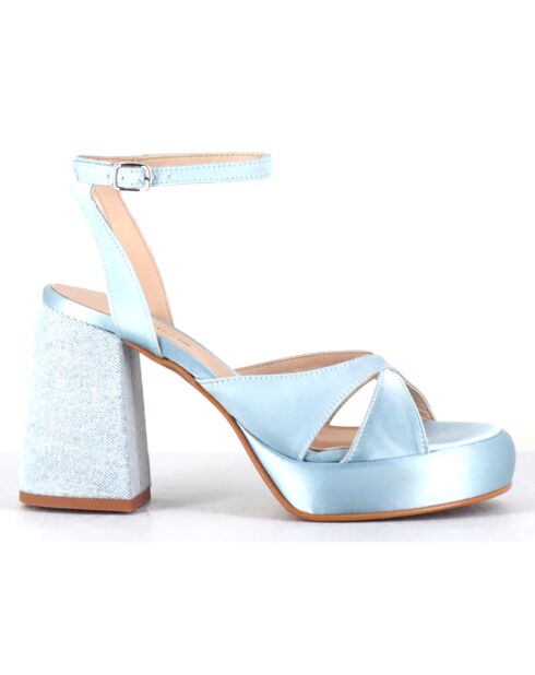 Sandales en Satin Tera bleues - Talon 10 cm
