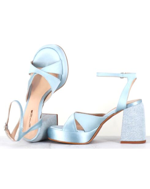 Sandales en Satin Tera bleues - Talon 10 cm