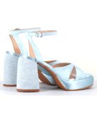 Sandales en Satin Tera bleues - Talon 10 cm