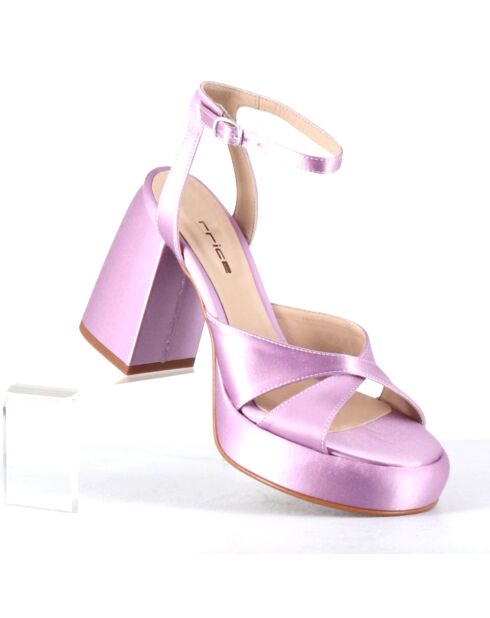 Sandales en Satin Teri lilas - Talon 10 cm
