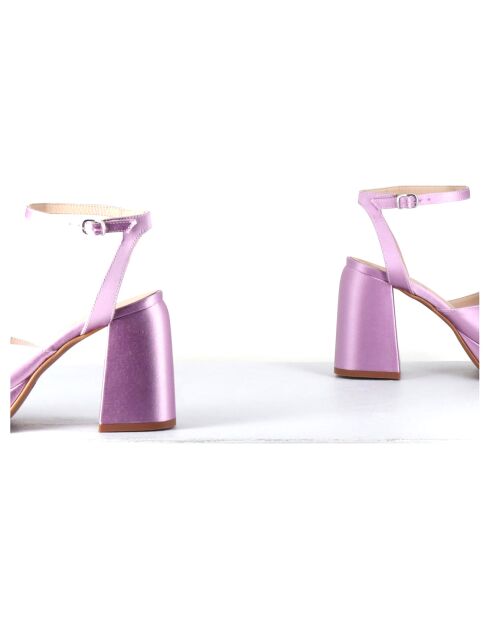 Sandales en Satin Teri lilas - Talon 10 cm