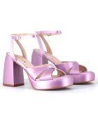 Sandales en Satin Teri lilas - Talon 10 cm