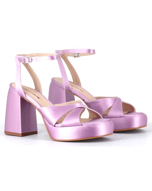 Sandales en Satin Teri lilas - Talon 10 cm
