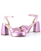 Sandales en Satin Teri lilas - Talon 10 cm