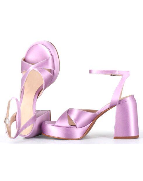 Sandales en Satin Teri lilas - Talon 10 cm