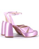 Sandales en Satin Teri lilas - Talon 10 cm