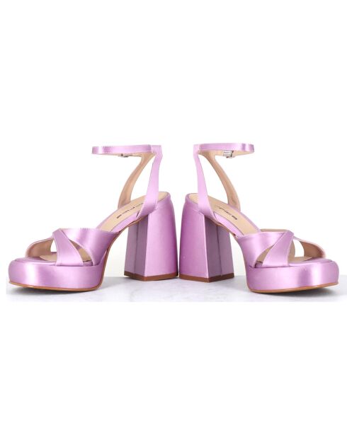 Sandales en Satin Teri lilas - Talon 10 cm