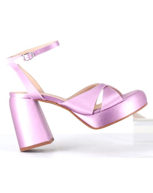 Sandales en Satin Teri lilas - Talon 10 cm