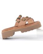 Mules en Cuir Vizu camel