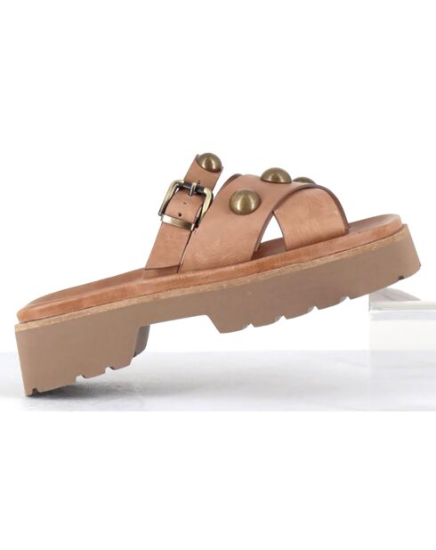 Mules en Cuir Vizu camel