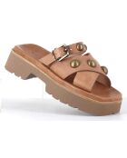 Mules en Cuir Vizu camel