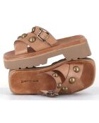 Mules en Cuir Vizu camel