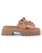 Mules en Cuir Vizu camel