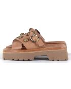 Mules en Cuir Vizu camel