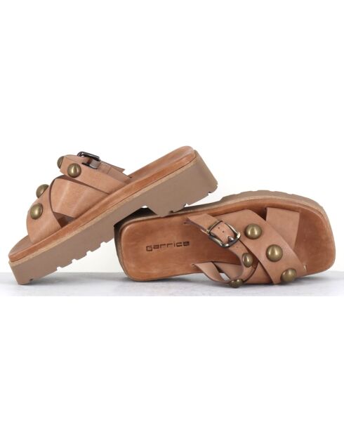 Mules en Cuir Vizu camel