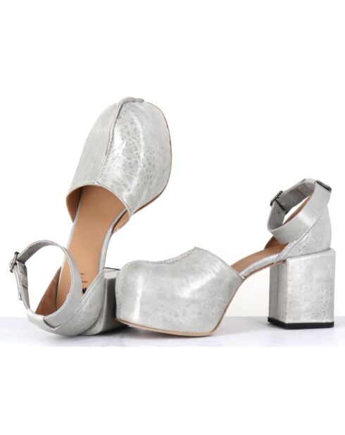 Babies en Cuir grises - Talon 8 cm