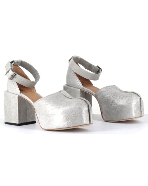 Babies en Cuir grises - Talon 8 cm