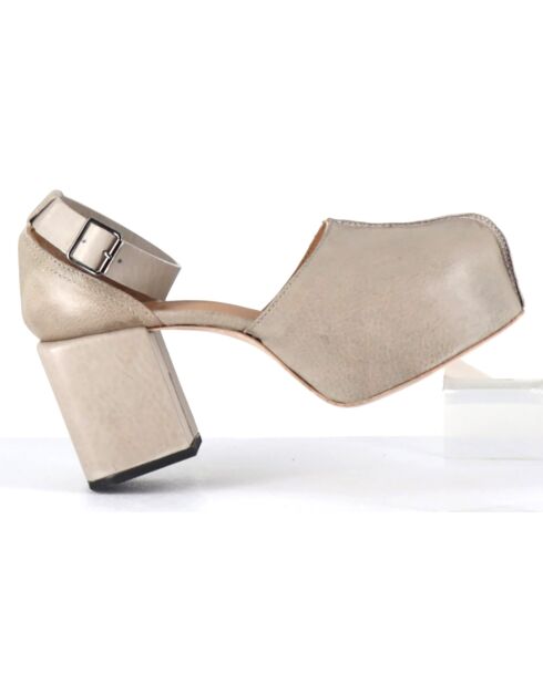 Babies en Cuir taupe - Talon 8 cm