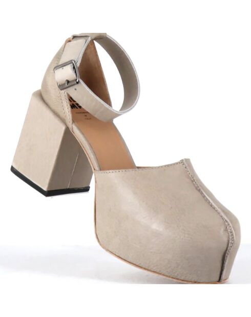 Babies en Cuir taupe - Talon 8 cm