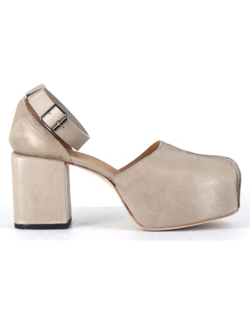 Babies en Cuir taupe - Talon 8 cm