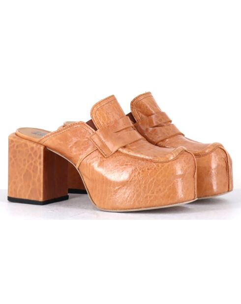 Mules en Cuir camel - Talon 8 cm
