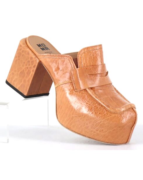 Mules en Cuir camel - Talon 8 cm