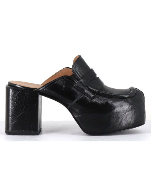 Mules en Cuir noires - Talon 8 cm
