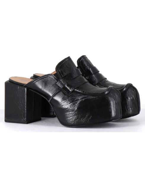 Mules en Cuir noires - Talon 8 cm