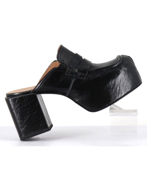 Mules en Cuir noires - Talon 8 cm