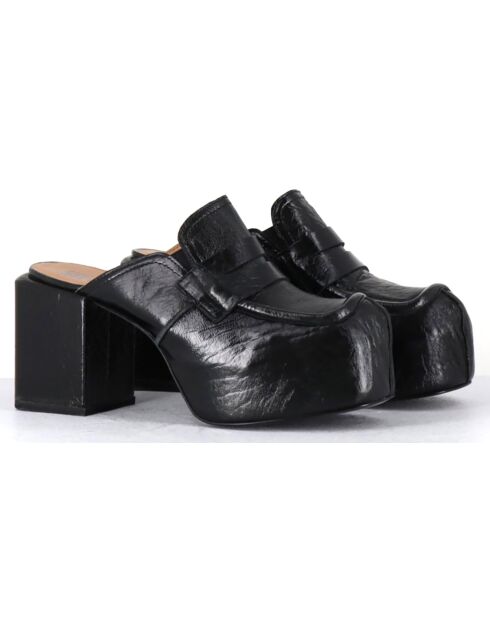 Mules en Cuir noires - Talon 8 cm