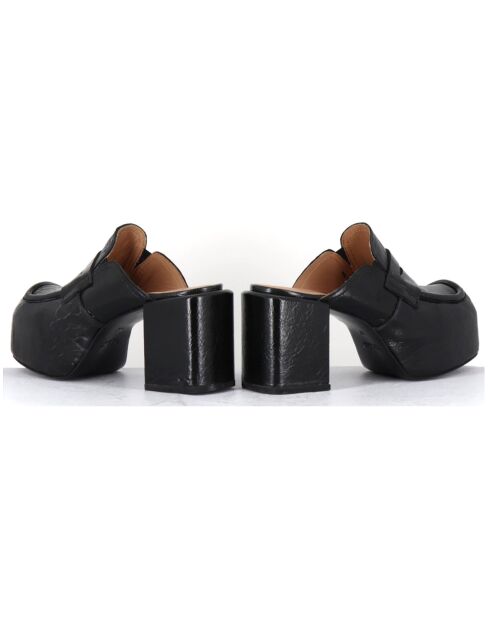Mules en Cuir noires - Talon 8 cm