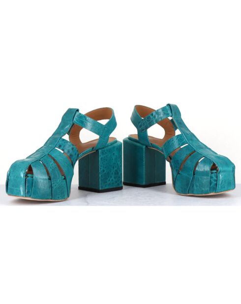 Sandales en Cuir bleues - Talon 8 cm