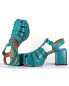 Sandales en Cuir bleues - Talon 8 cm