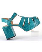 Sandales en Cuir bleues - Talon 8 cm