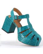 Sandales en Cuir bleues - Talon 8 cm