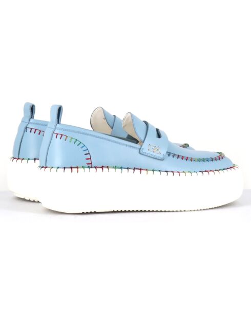 Mocassins en Cuir bleus - Talon 5 cm