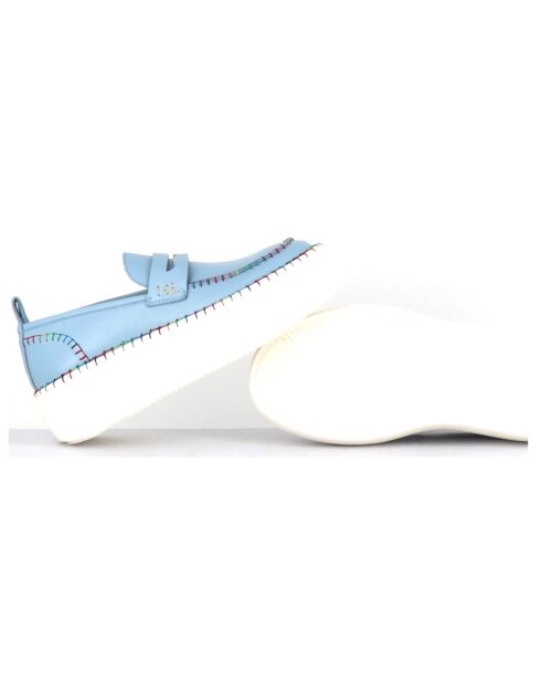 Mocasines de piel azul - Tacón de 5 cm