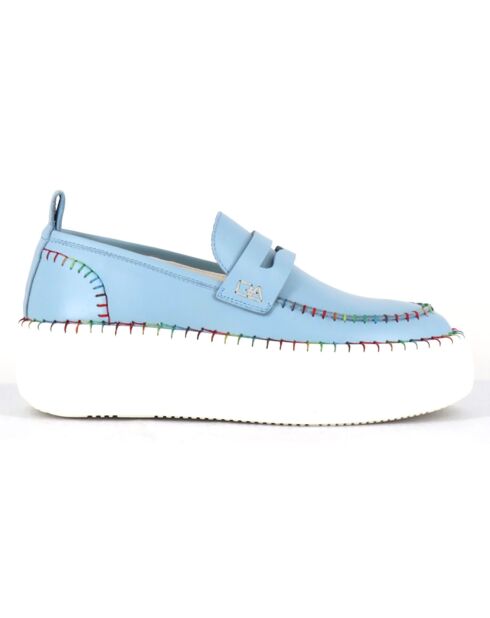 Mocassins en Cuir bleus - Talon 5 cm