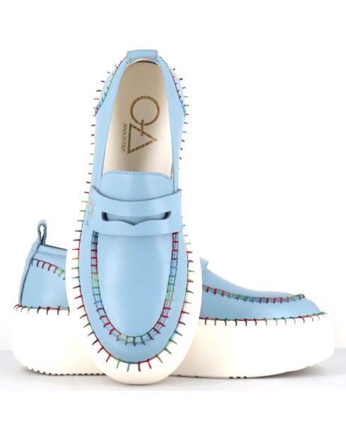 Mocassins en Cuir bleus - Talon 5 cm