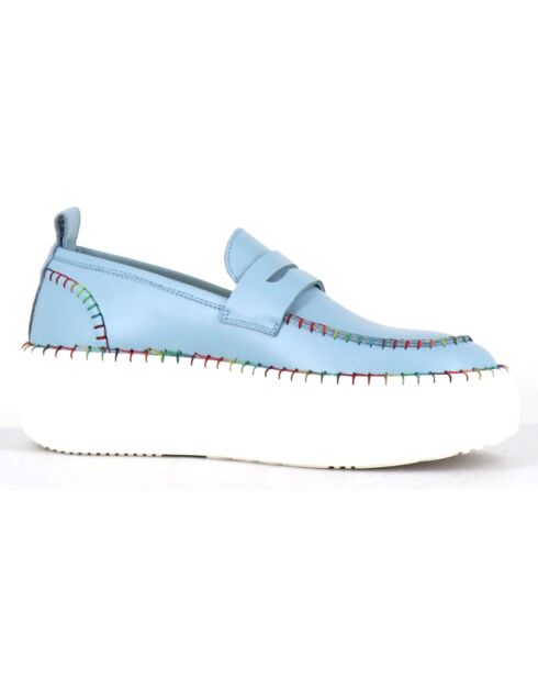 Mocassins en Cuir bleus - Talon 5 cm