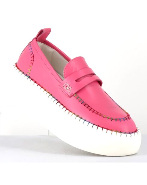 Mocassins en Cuir roses - Talon 5 cm